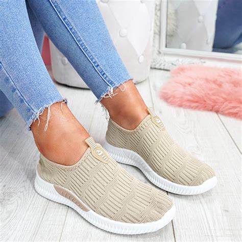 womens ladies slip  knit style trainers party sneakers women sport shoes size ebay