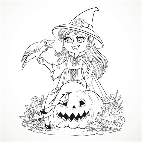 witch halloween coloring printable printables clipart face drawing