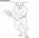 Minotaur Draw Drawing Drawingforall Werewolf Toes Contours Furry Nails Drawn Lesson Similar sketch template