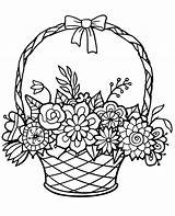 Coloring Flowers Basket Pages Printable Print Color Sheets Topcoloringpages sketch template