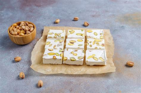 Free Photo Organic Homemade Nougat Made With Honey Pistachio Top View