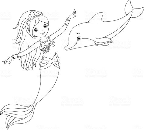 coloring book coloring book dolphin image  mermaid  page vector