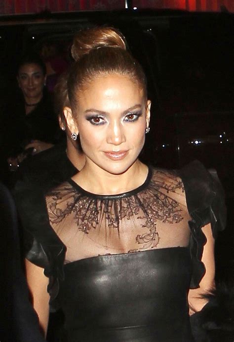 Jennifer Lopez In Black Leather Mini Dress At The Glamour After Party