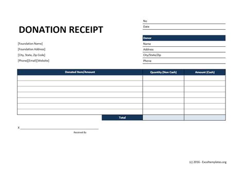 donation receipt template exceltemplatesorg