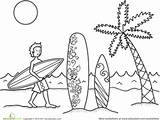 Coloring Surfer Surfboard Pages Dude Surf Kids Template Drawing Surfing Summer Color Worksheets Board Surfboards Shack Beach People Grade First sketch template