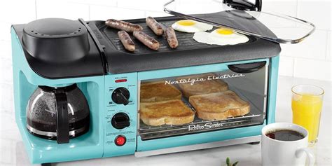 this awesome retro breakfast station makes coffee bacon eggs and