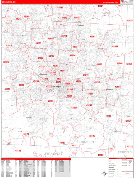 Columbus Ohio Zip Code Maps Red Line