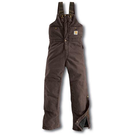 women s carhartt® 28 inseam sandstone quilt lined bib overalls