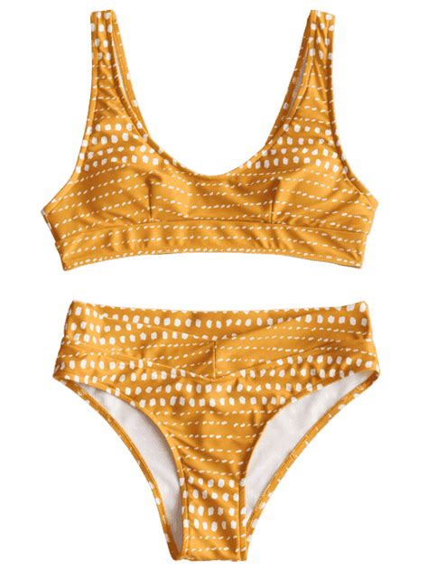 spot print padded bikini set yellow s bikinis padded bikini