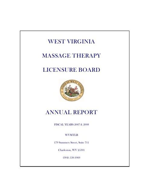 west virginia massage therapy licensure board annual report
