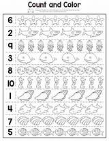 Color Summer Worksheets Preschool Count Counting Kindergarten Numbers Itsybitsyfun Beach Activities Math Sea Kids Theme Colors Learning Starfish Horses Jellyfishes sketch template