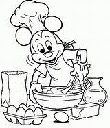Mickey Coloring Cooking Pages Chef Mouse Disney Printable Pancake Cake Making Baking Kids Drawing Color Clipart Kitchen Print Popular Books sketch template
