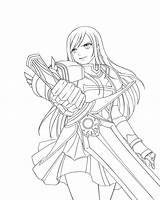 Fairy Tail Erza Coloring Pages Scarlet Coloriage Anime Color Sketch Dessin Printable Colorier Drawing Colouring Imprimer Ligne Library Clipart Choose sketch template
