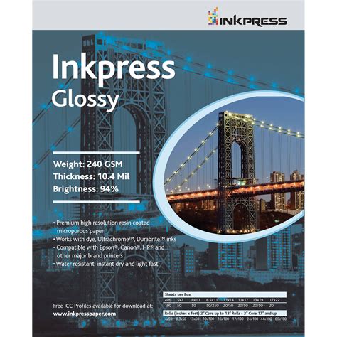 inkpress media rc glossy inkjet paper gsm   pcug