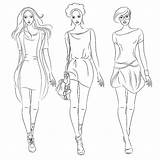 Fashion Top Vector Models Girls Beautiful Coloring Stock Pages Colouring Model Illustration Dresses Colour Depositphotos Coloringpage Ca sketch template