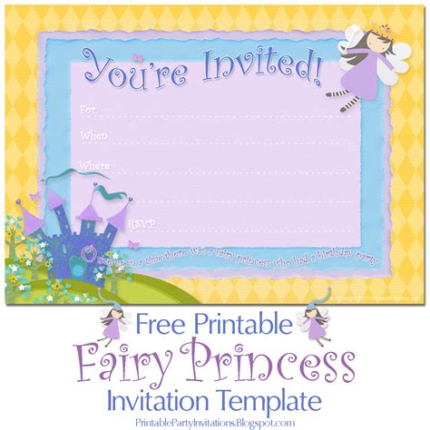 fairy princess birthday party announcements  printable party