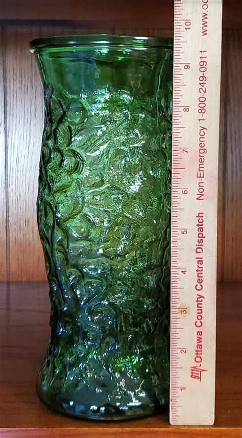 Vintage Hoosier Green Glass Vase Etsy