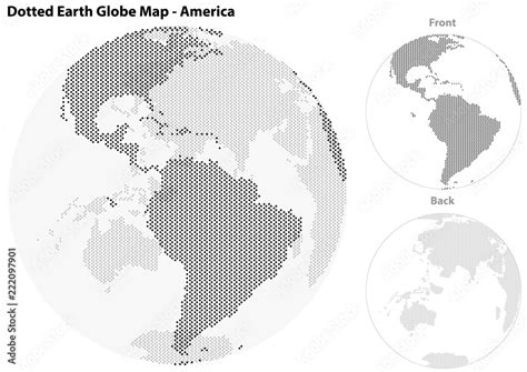 dotted earth globe  central view  america illustration  earth globe  front