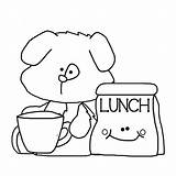 Lunch Time School Coloring Outline Pages Color sketch template