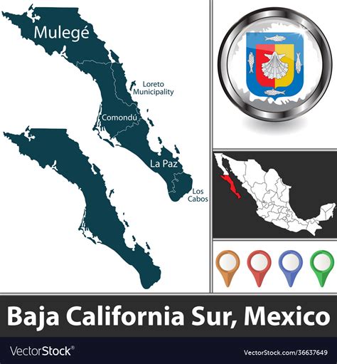 map baja california sur mexico royalty free vector image