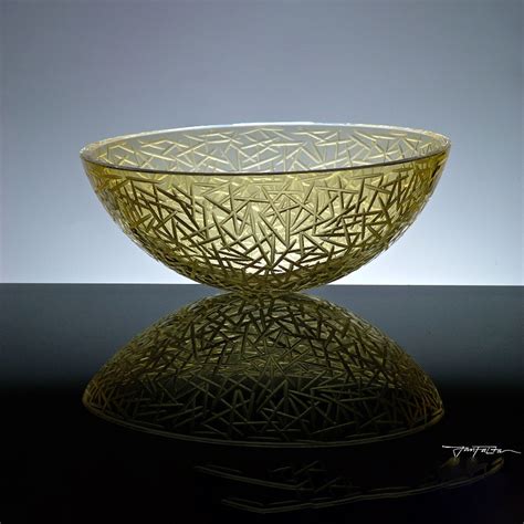 Decorative Clear Glass Bowls I Amber Needles I By Jan Falta