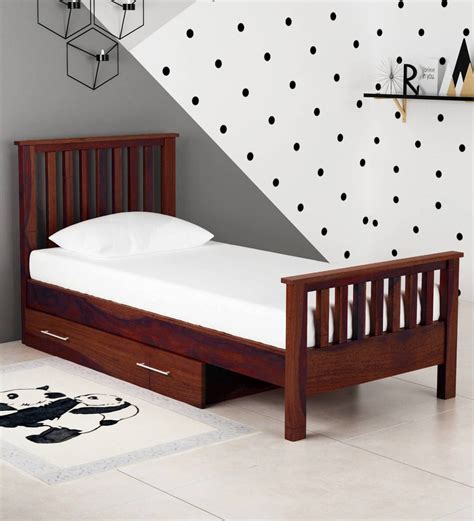 buy abbey solid wood single bed  drawer storage  honey oak finish  woodsworth