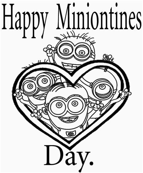 minion valentines day coloring pages minion valentines day coloring