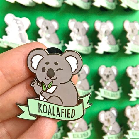 koalafied hard enamel pin by iamlunasol on etsy badge cute pins
