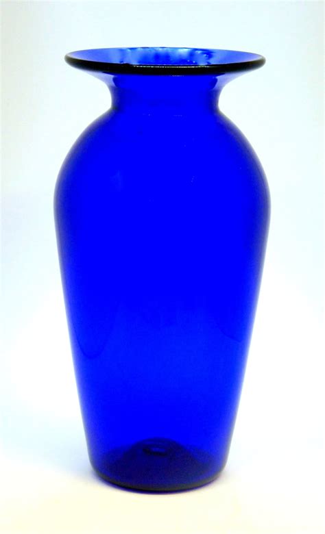 large tall blue glass vase handmade  original bristol blue glass