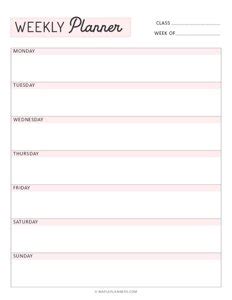 printable assignment planner template