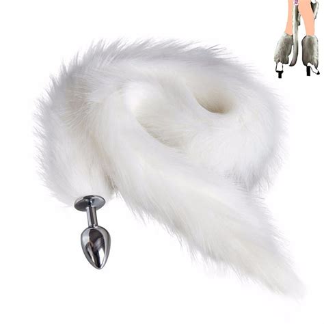 75cm tail anal plug furry fox stainless steel for anal extra long metal
