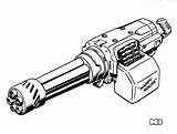 Minigun Shadowrun Nerf Kleurplaat Pistool Rifle Rifles Coloringgames Cyberpunk sketch template