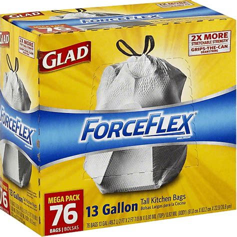 Glad Forceflex Tall Kitchen Bags 13 Gallon Mega Pack Trash Bags