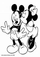Mouse Mickey Minnie Coloring Pages Disney Cute Kissing Cartoon Characters Printable Animals sketch template