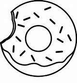 Donut Ciambella Donuts Doughnut Bitten Sprinkles Colorare Drawing Verglaasde Bestrooit Gebeten Pungente Anello Spruzza Rosquilla Beignet A4 sketch template