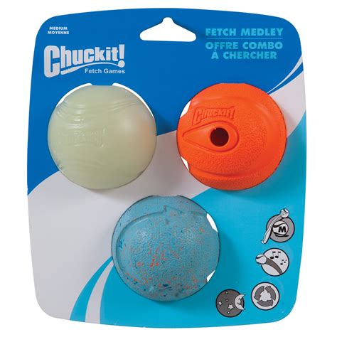 chuckit fetch medley ball set dog toys medium petco