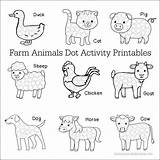 Farm Dot Activity Animals Printables Worksheets Animal Activities Preschool Cat Motor Fine Bingo Do Kids Cow Preschoolers Toddlers Theresourcefulmama Sheep sketch template