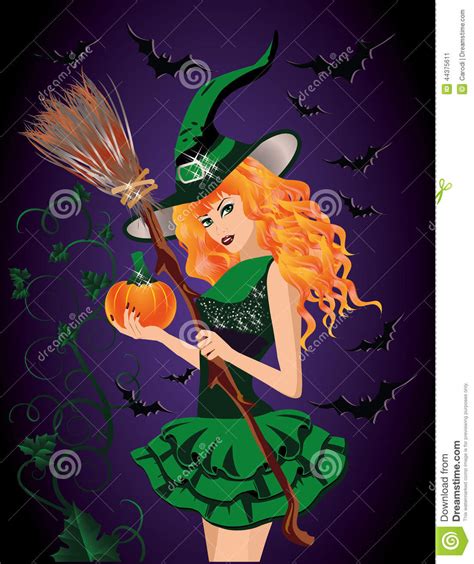 Sexy Halloween Witch Card Royalty Free Cartoon
