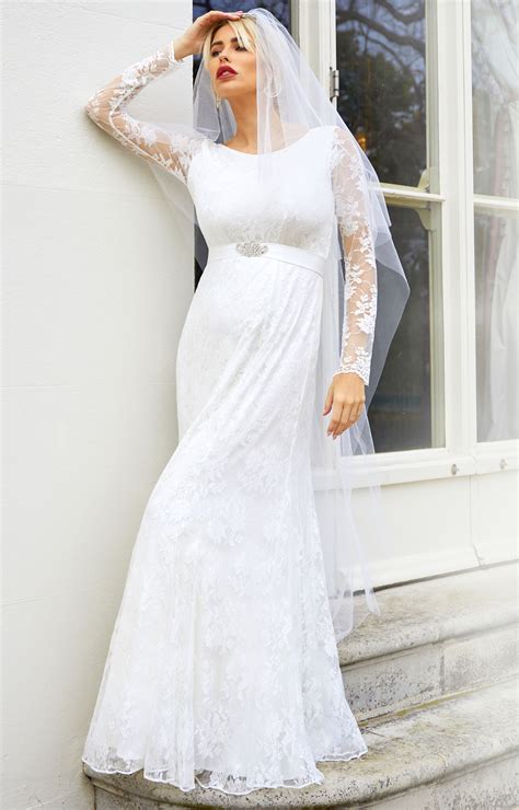 Helena Maternity Wedding Gown Long Ivory Maternity Wedding Dresses