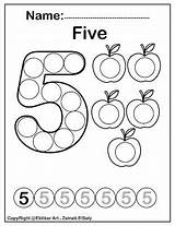 Number Dot Pages Preschool Marker Printable Coloring Counting Numbers Learning Print Worksheets Five Activity Activities Do Color Kids Printables Markers sketch template