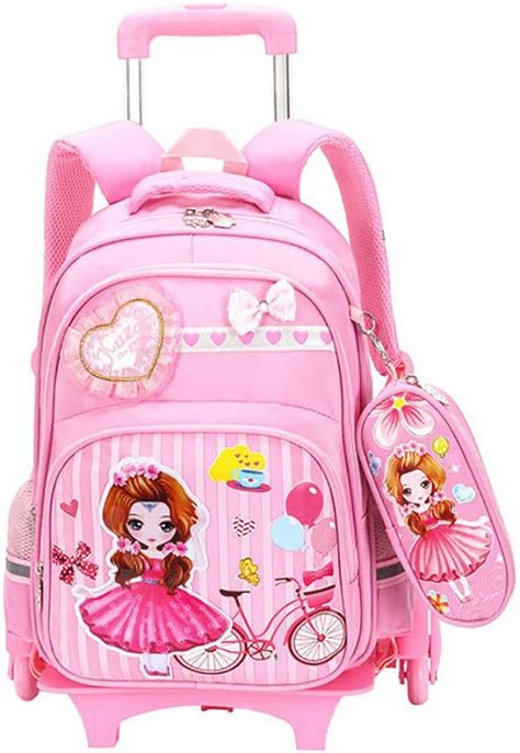 wheels school bag backpack  girls students trolleys   years  children lightweight