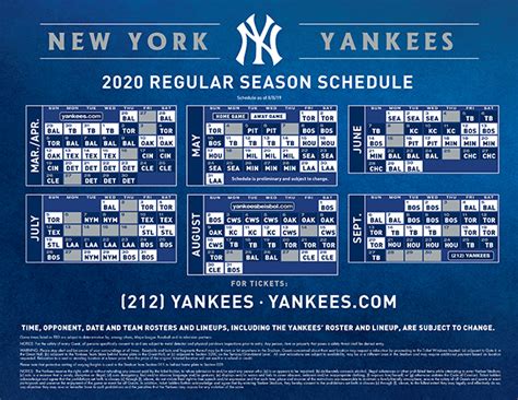 yankees  regular season schedule announced