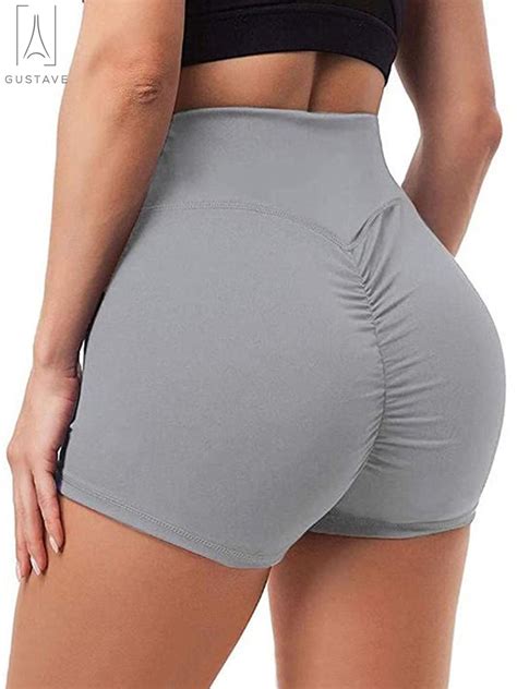 Women Sports High Waist Yoga Shorts Ruched Hot Pants Women Gym Fitness