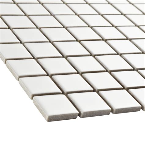 elitetile retro square    porcelain mosaic tile  matte white