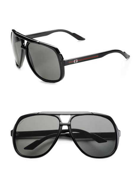 gucci navigator sunglasses in black for men lyst