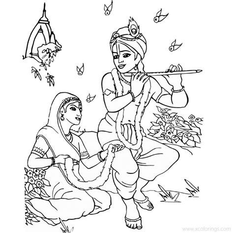 lord krishna playing swing  radhe coloring pages xcoloringscom