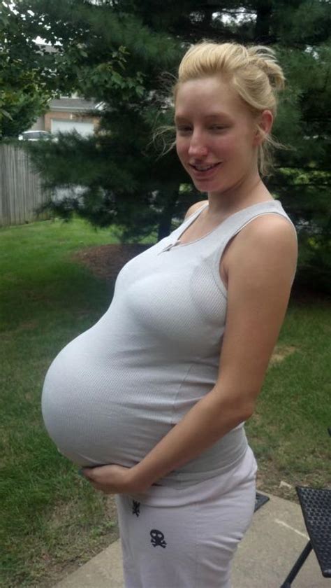 huge pregnant belly triplets