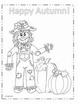 Coloring Scarecrow Happy Autumn Fall Pages Sheets Lovemybighappyfamily Family Big Cute Scarecrows Printable Pumpkin sketch template