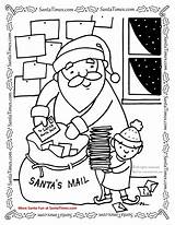 Santa Coloring Santas Workshop Mailbox Mailbag Christmas Pages Printable Mail Getcolorings North Bag Reindeer Food Color sketch template