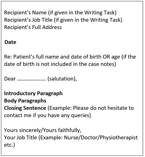 template   oet writing letter oet
